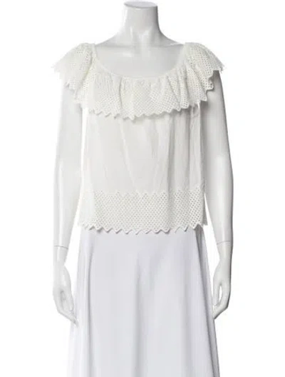 Pre-owned The Great Off-the-shoulder Sleeveless Top In White