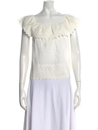 Pre-owned The Great Off-the-shoulder Sleeveless Top In White