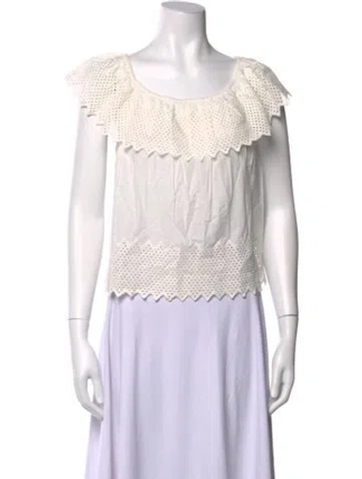 Pre-owned The Great Off-the-shoulder Sleeveless Top In White