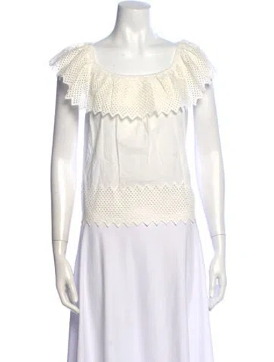 Pre-owned The Great Off-the-shoulder Sleeveless Top In White