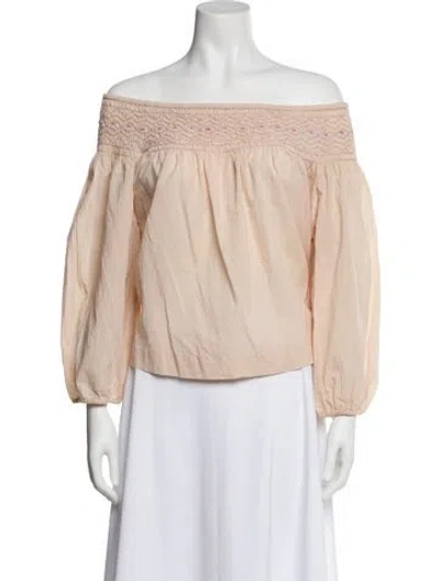 Pre-owned The Great Off-the-shoulder Three-quarter Sleeve Blouse In Neutral