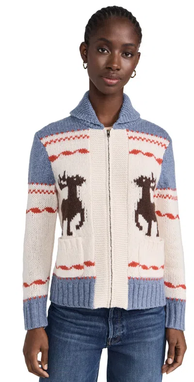 The Great Outdoors The Shawl Collar Full Zip Sweater Moose Track Fair Isle
