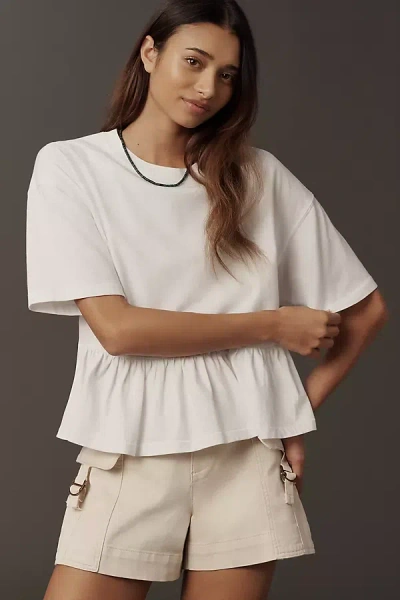 The Great Oversized Ruffle T-shirt Top In White