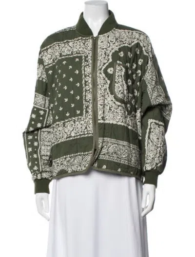 Pre-owned The Great Paisley Print Bomber Jacket In Green