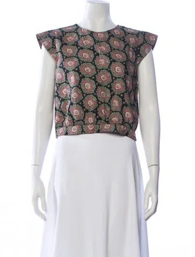 Pre-owned The Great Paisley Print Crew Neck Top In White