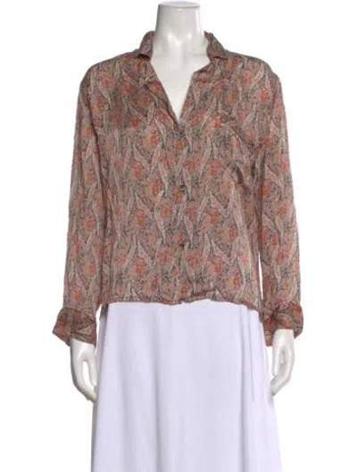 Pre-owned The Great Paisley Print Long Sleeve Blouse In Neutral