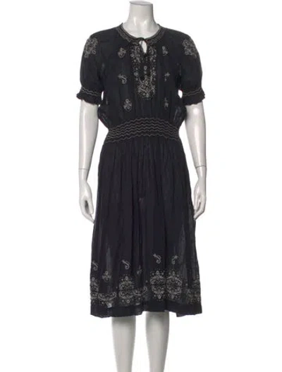 Pre-owned The Great Paisley Print Midi Length Dress In Black