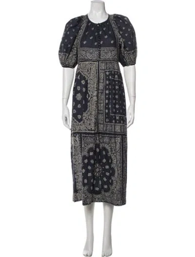 Pre-owned The Great Paisley Print Midi Length Dress In Blue