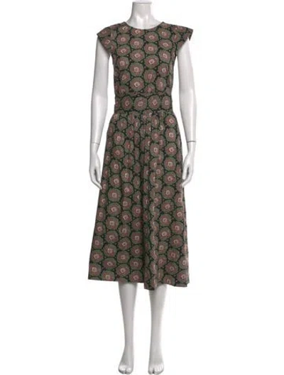 Pre-owned The Great Paisley Print Midi Length Dress In Green