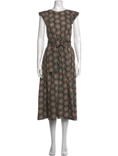 Pre-owned The Great Paisley Print Midi Length Dress In Green