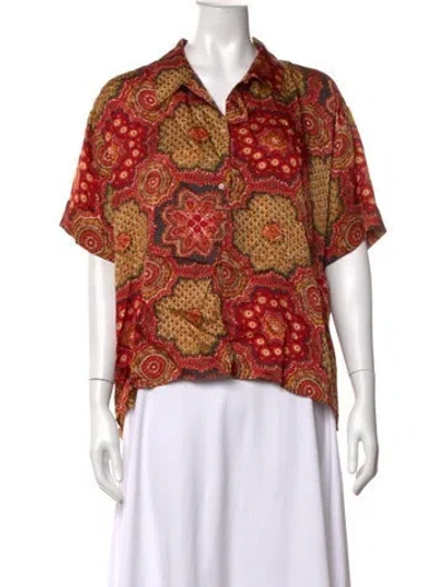 Pre-owned The Great Paisley Print Short Sleeve Button-up Top In Multicolor