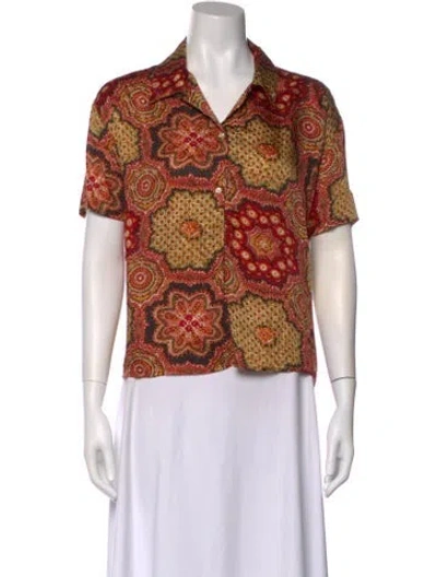 Pre-owned The Great Paisley Print Short Sleeve Button-up Top W/ Tags In Multi