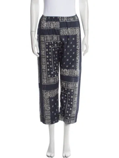 Pre-owned The Great Paisley Print Straight Leg Pants In Blue