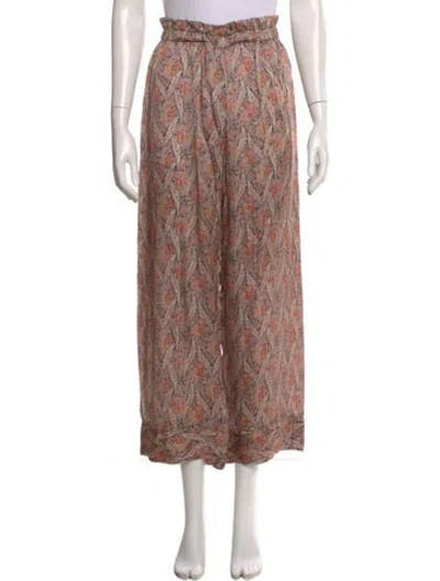 Pre-owned The Great Paisley Print Wide Leg Pants In Pink