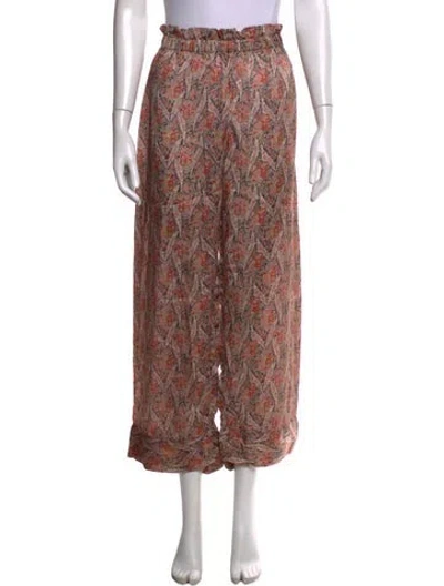 Pre-owned The Great Paisley Print Wide Leg Pants In Pink
