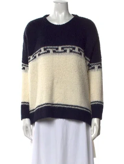 Pre-owned The Great Patterned Crew Neck Sweater In Blue/neutrals
