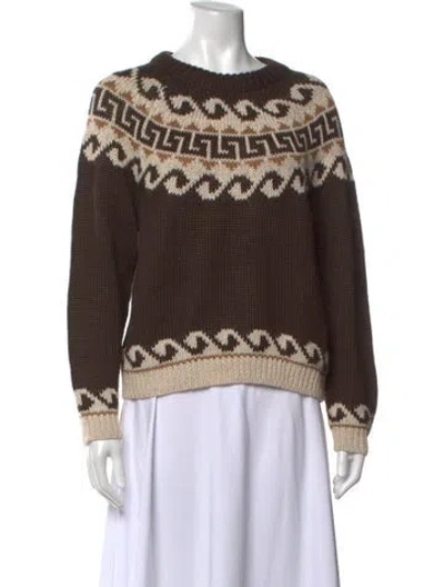 Pre-owned The Great Patterned Crew Neck Sweater In Brown