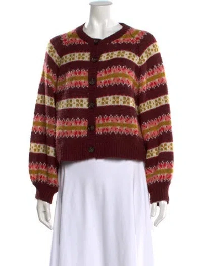 Pre-owned The Great Patterned Crew Neck Sweater In Burgundy