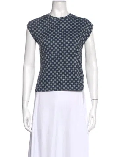 Pre-owned The Great Patterned Crew Neck Top In Blue