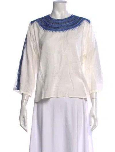 Pre-owned The Great Patterned Crew Neck Top In White