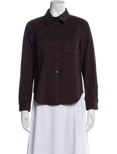 Pre-owned The Great Patterned Long Sleeve Blouse In Blue