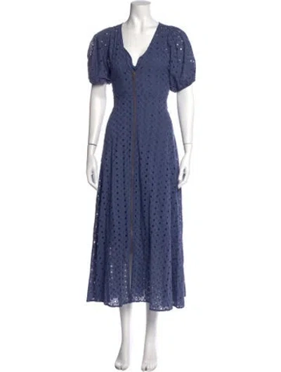 Pre-owned The Great Patterned Midi Length Dress In Blue