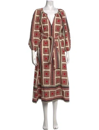 Pre-owned The Great Patterned Midi Length Dress In Multicolor