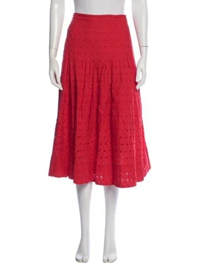 Pre-owned The Great Patterned Midi Length Skirt In Red