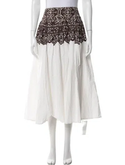 Pre-owned The Great Patterned Midi Length Skirt In White