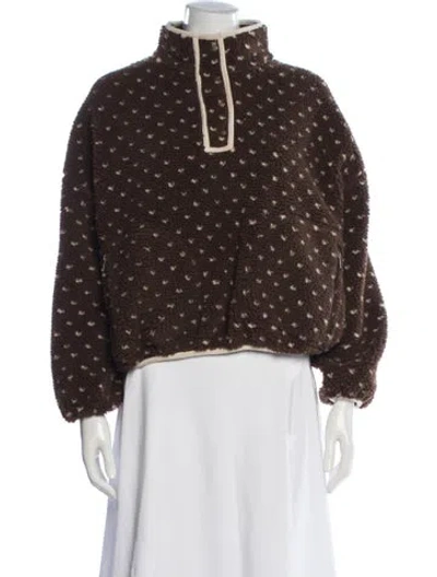 Pre-owned The Great Patterned Mock Neck Sweater In Brown