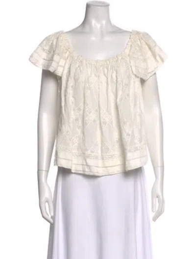 Pre-owned The Great Patterned Off-the-shoulder Blouse In Neutrals