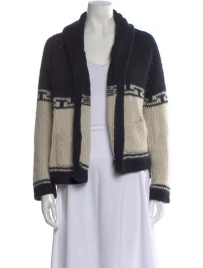 Pre-owned The Great Patterned Open Front Sweater In Black