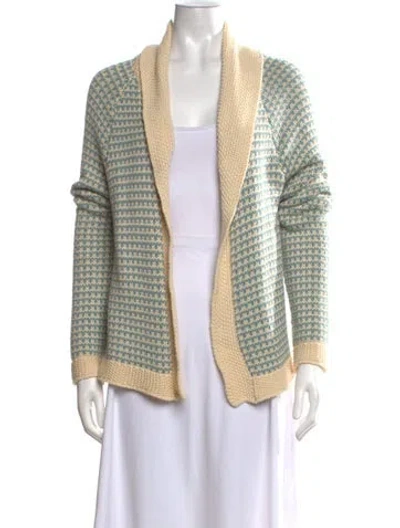 Pre-owned The Great Patterned Open Front Sweater In Blue