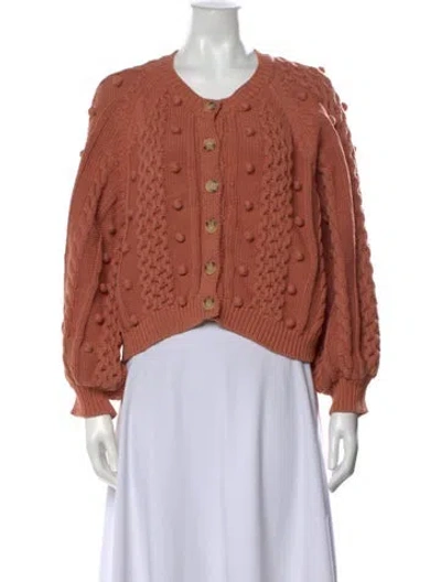Pre-owned The Great Patterned Open Front Sweater In Brown