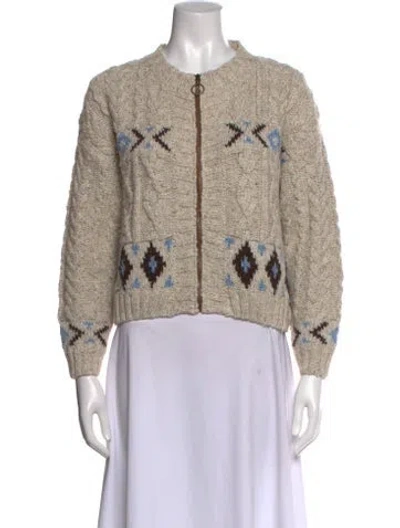 Pre-owned The Great Patterned Open Front Sweater In Neutral