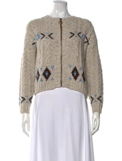 Pre-owned The Great Patterned Open Front Sweater In Neutral