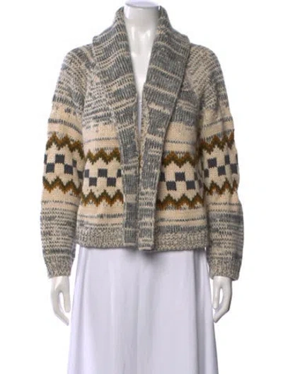 Pre-owned The Great Patterned Open Front Sweater In Neutral