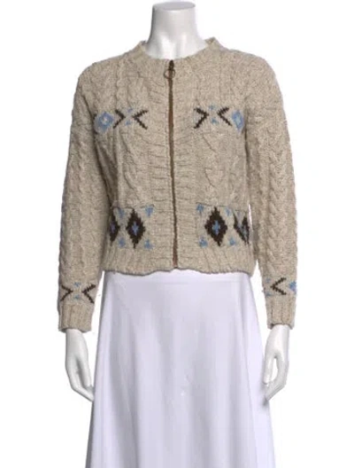 Pre-owned The Great Patterned Open Front Sweater In Neutral