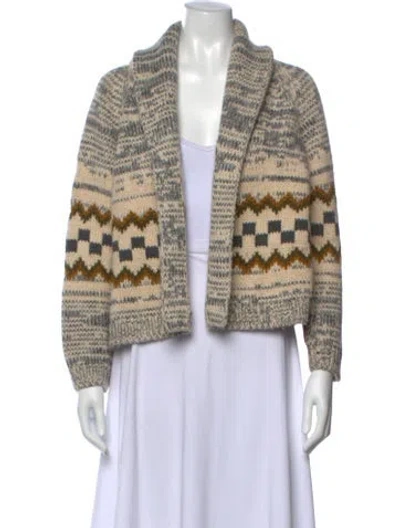 Pre-owned The Great Patterned Open Front Sweater In Neutral