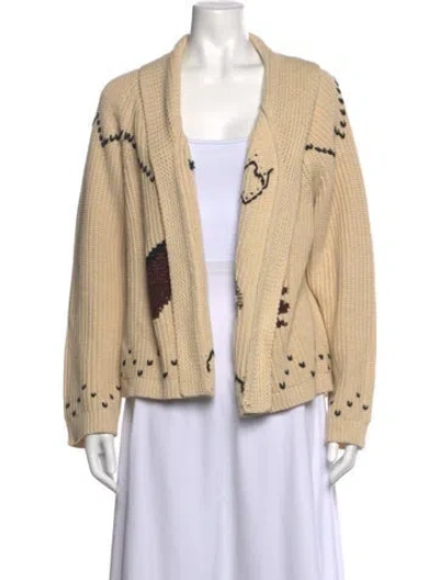 Pre-owned The Great Patterned Open Front Sweater In Neutrals