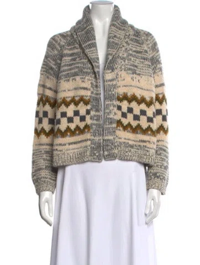 Pre-owned The Great Patterned Open Front Sweater In Neutrals
