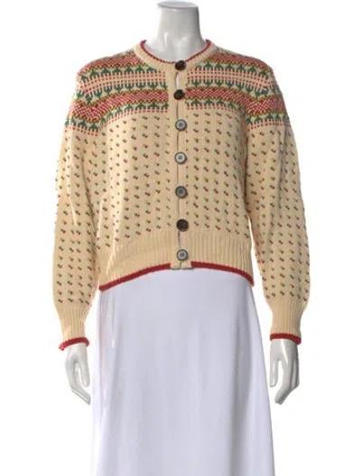 Pre-owned The Great Patterned Open Front Sweater In Neutrals