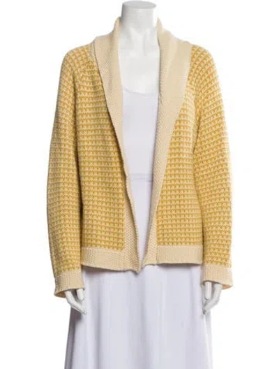 Pre-owned The Great Patterned Open Front Sweater In Yellow