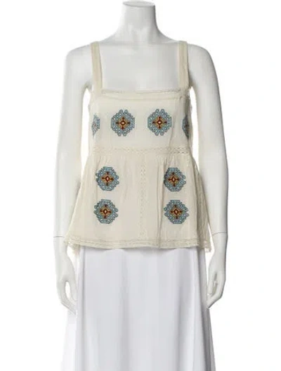 Pre-owned The Great Patterned Square Neckline Top W/ Tags In Neutral