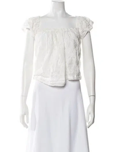 Pre-owned The Great Patterned Square Neckline Top In White