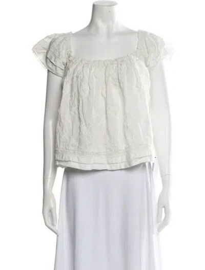 Pre-owned The Great Patterned Square Neckline Top In White