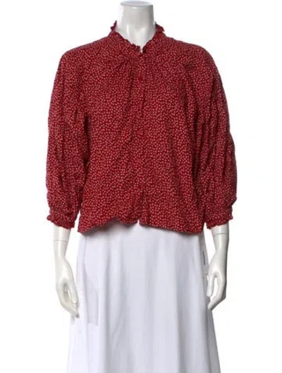 Pre-owned The Great Patterned Three-quarter Sleeve Blouse In Red