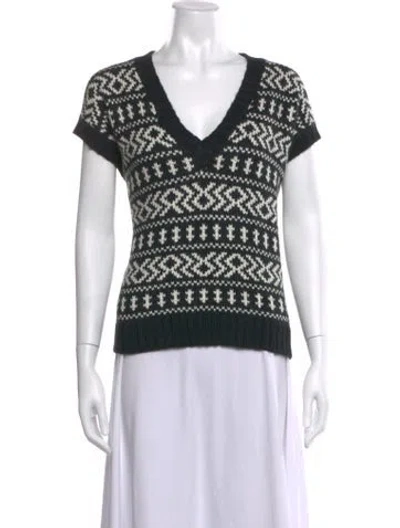 Pre-owned The Great Patterned V-neck Sweater In Black