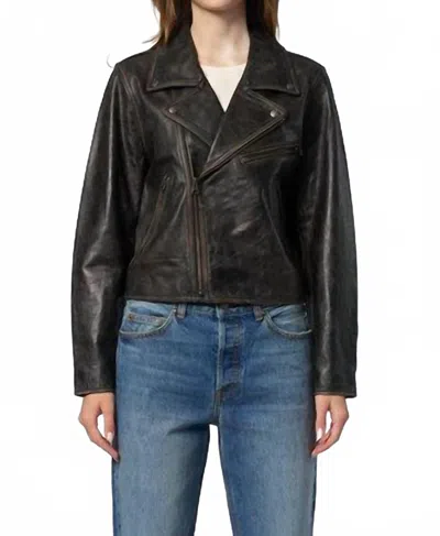 The Great Perfect Leather Jacket In Worn Black