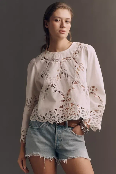 The Great Picnic Lace Long-sleeve Top In Neutral